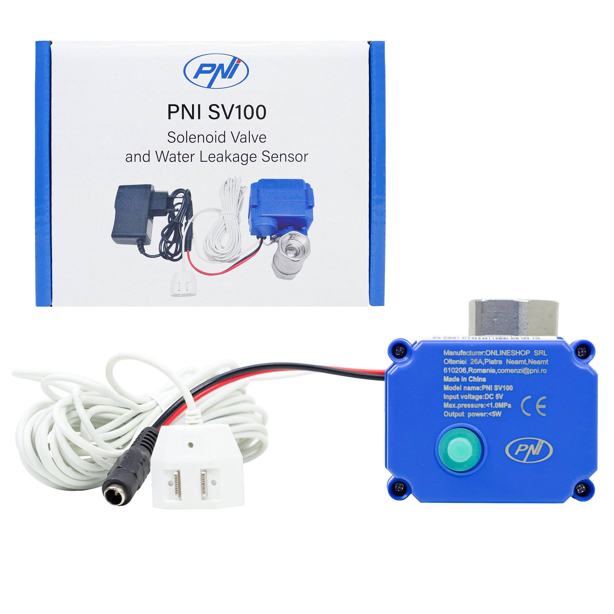 Überflutungsschutz-Kit PNI SV100 Sensor und Magnetventil 3/4 Zoll DN20, 1,0 MPa, IP65-0