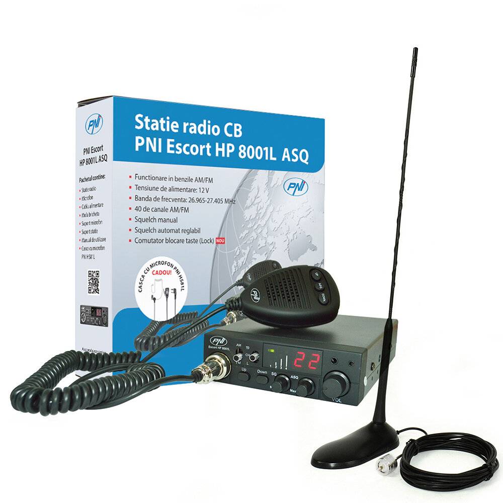 Kit CB CBI ESCORT HP 8001L ASQ + Köpfe HS81L + CB PNI Extra 45 Magnetantenne-0