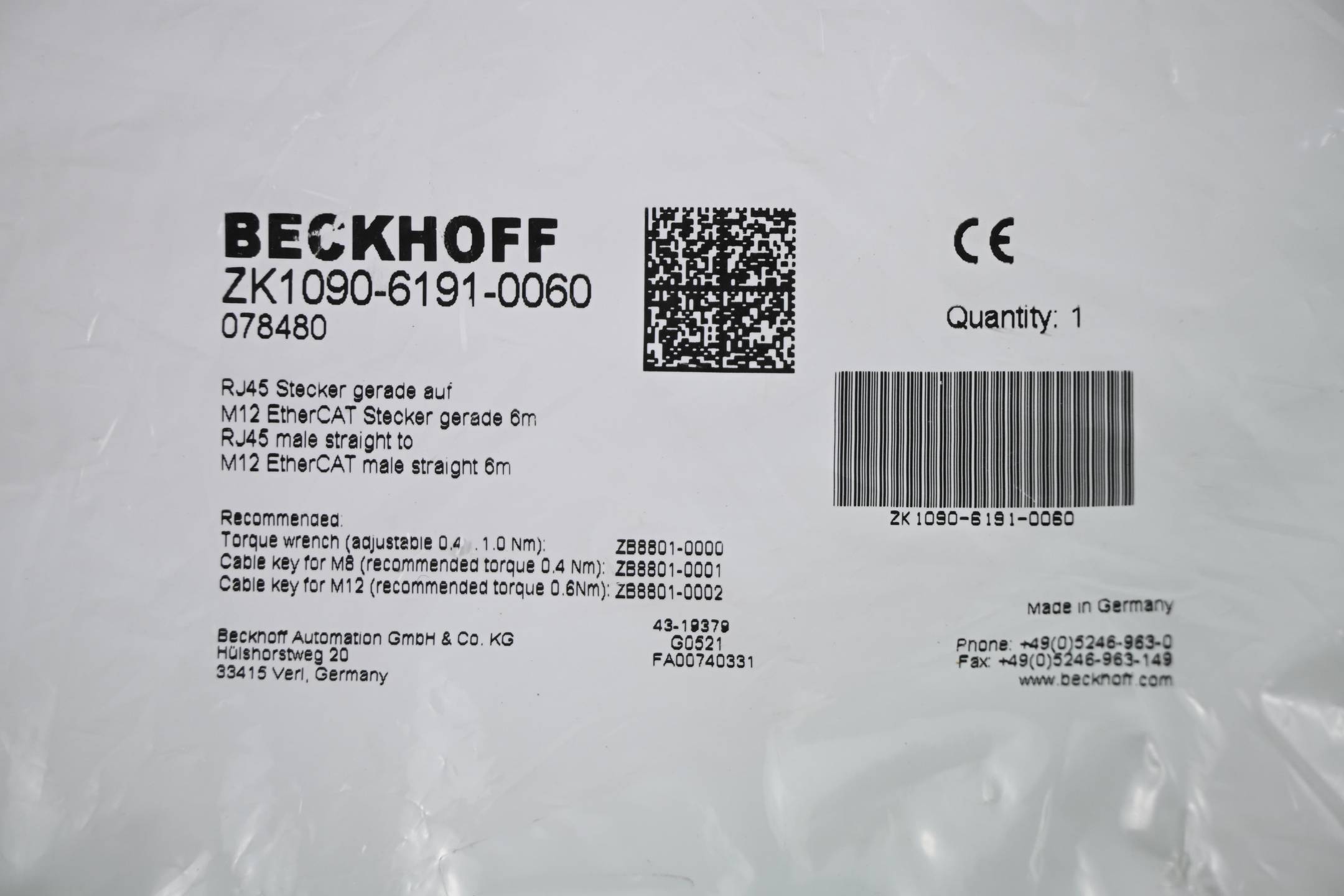 Beckhoff EtherCAT-Leitung ZK1090-6191-0060 ( 6,0m )-2