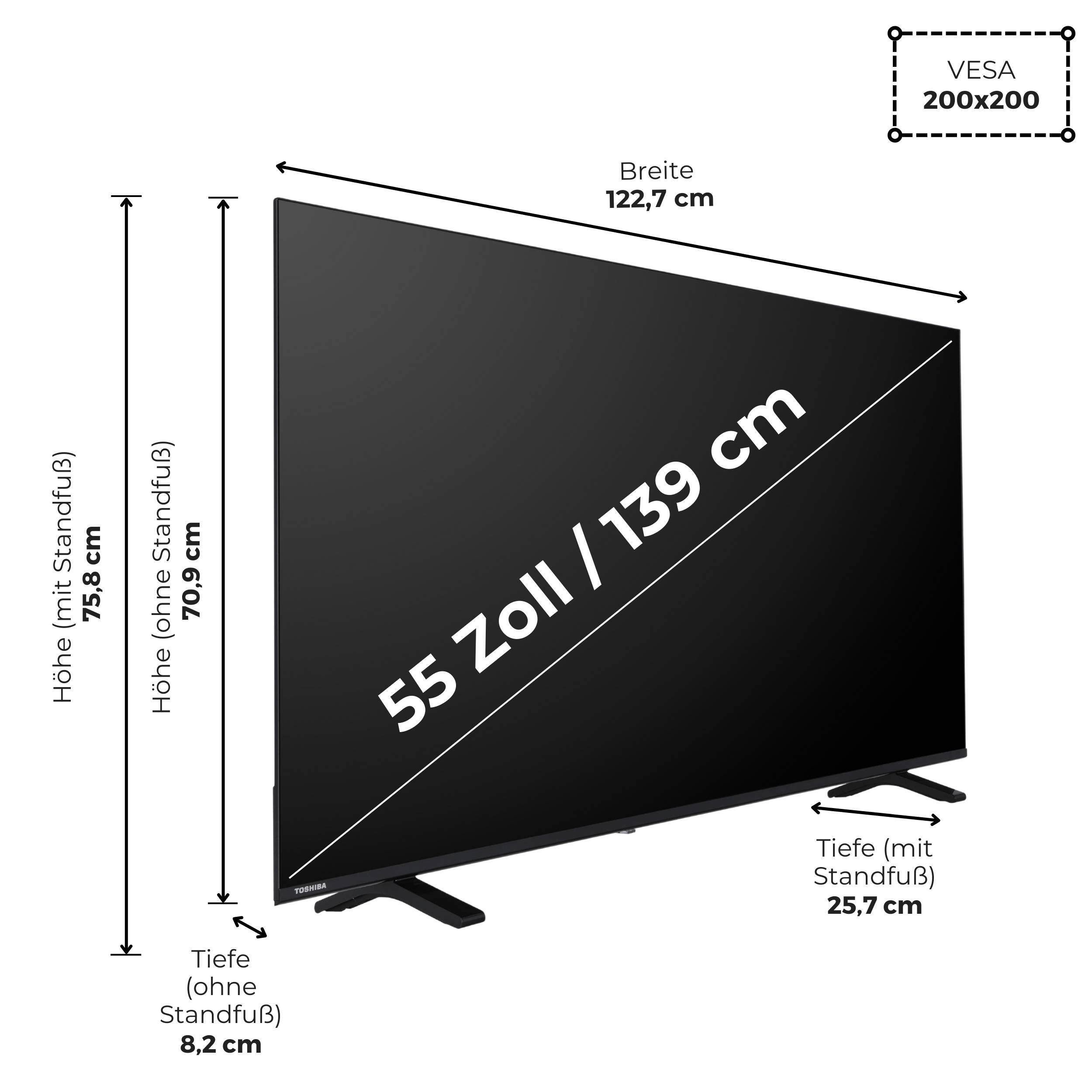 Toshiba 55QV1563DDW 55 Zoll QLED Smart TV VIDAA 4K Fernseher Dolby Vision HDR, Triple-Tuner (2026)-2