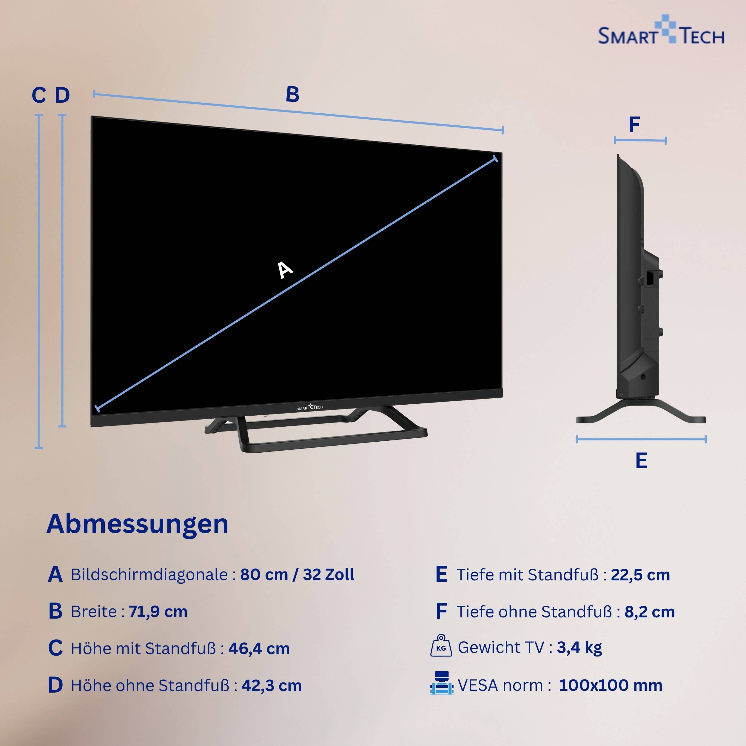 Smart Tech 32HN01V3 32 Zoll Fernseher LED TV mit HD Auflösung, Dolby Audio und Triple-Tuner (2026)-1