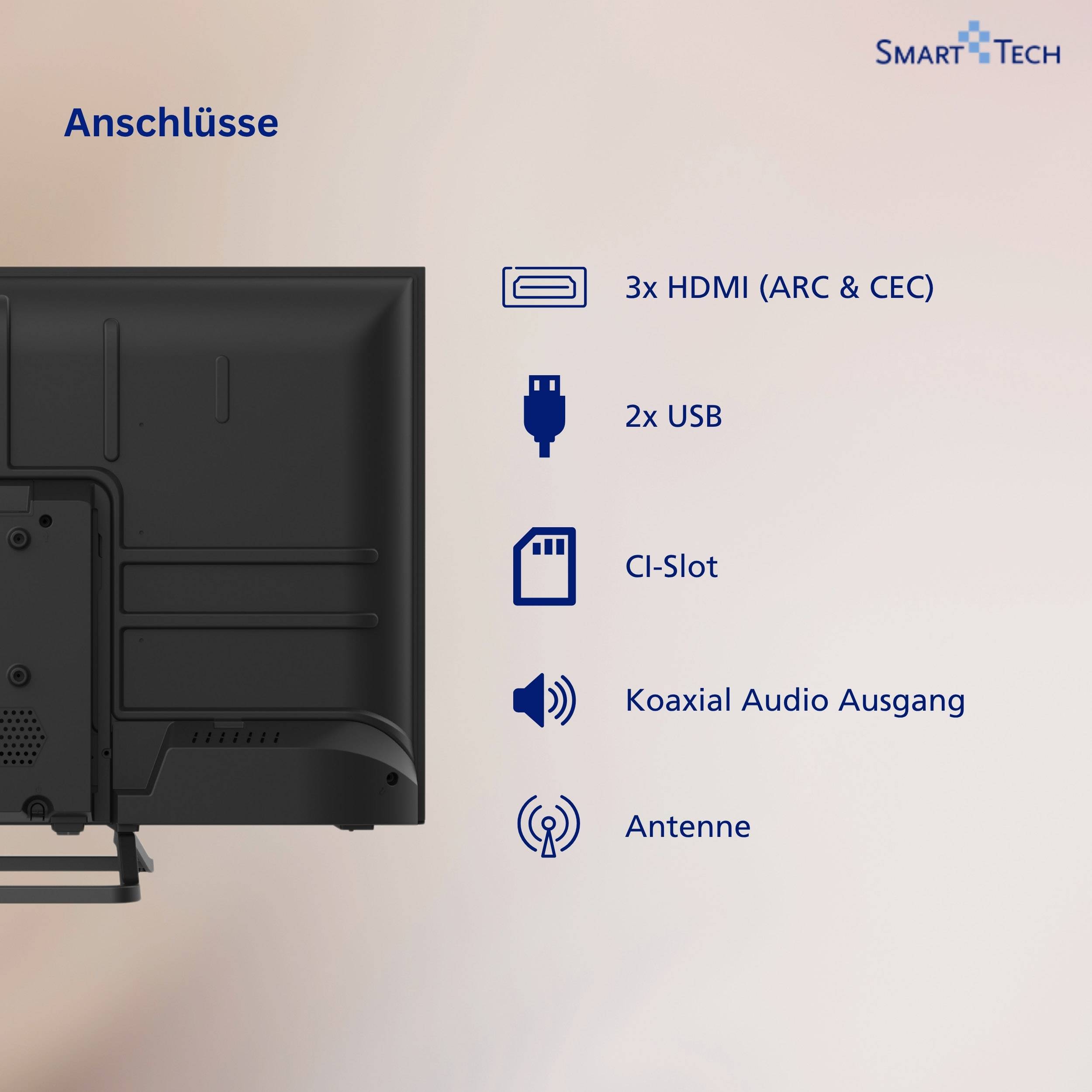 Smart Tech 32HN01V3 32 Zoll Fernseher LED TV mit HD Auflösung, Dolby Audio und Triple-Tuner (2026)-2