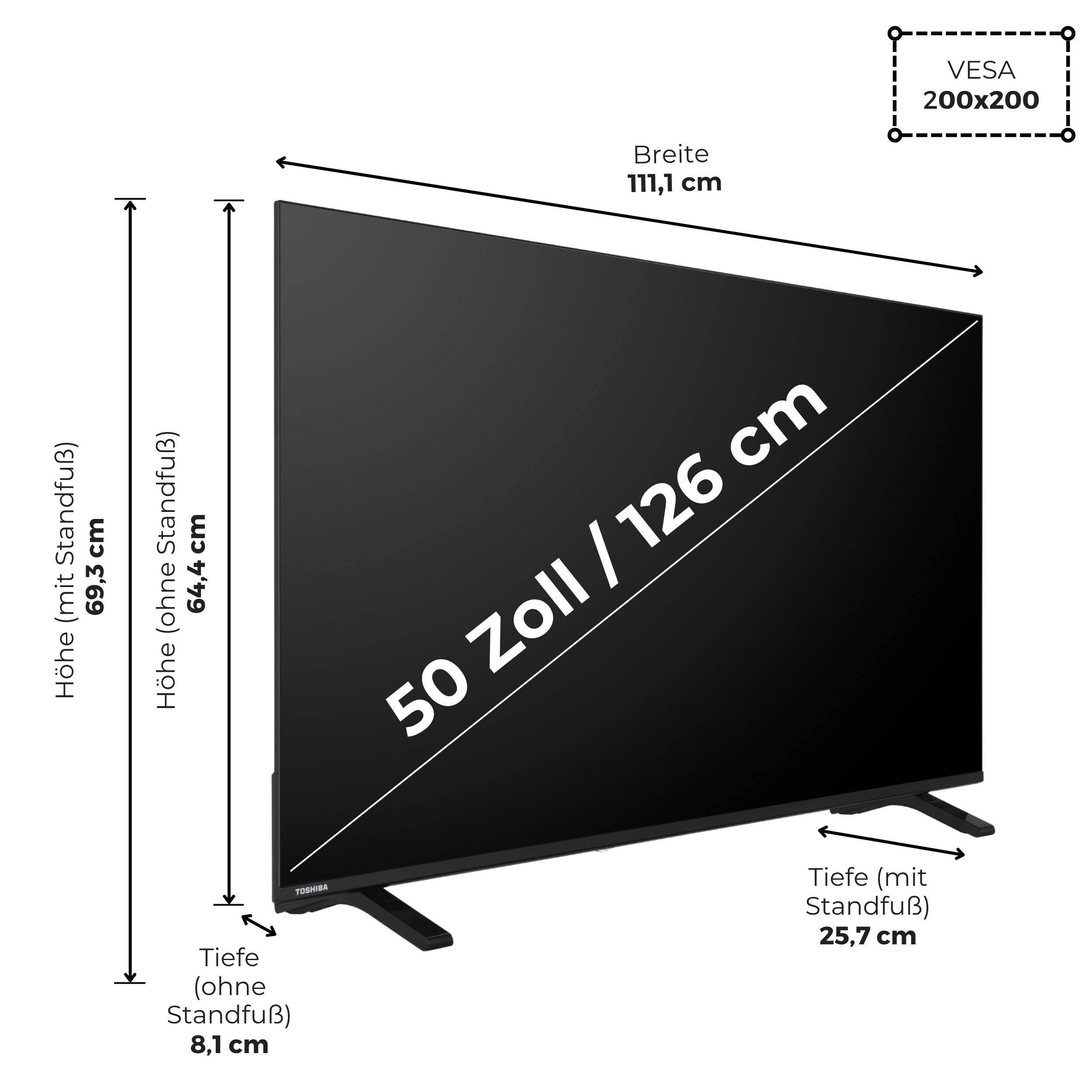 Toshiba 50UV1563DDW 50 Zoll Smart TV VIDAA 4K UHD Fernseher Dolby Vision HDR, Triple-Tuner (2026)-2