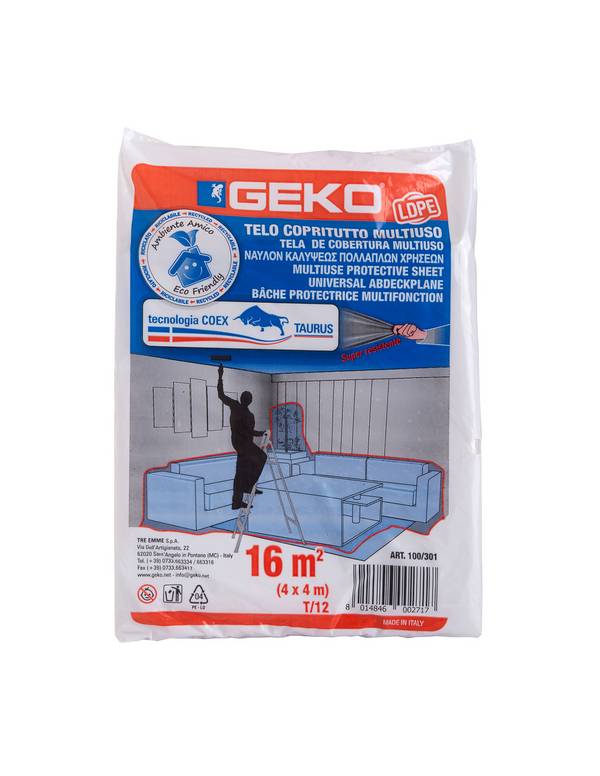 GEKO - 8014846002717 - Covering film LDPE 16M2 4X4M  100/301 GEKO
