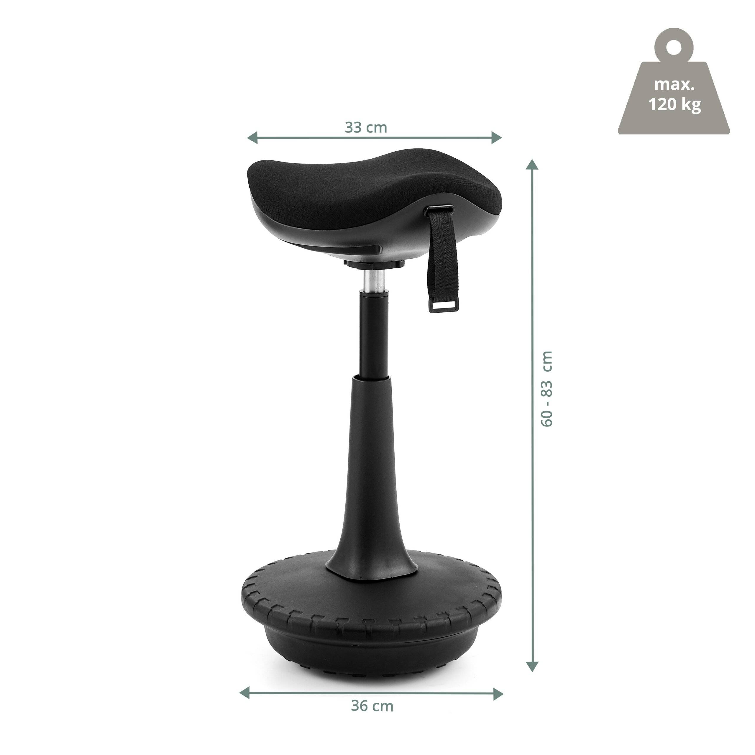 Stehhocker Stehhilfe Balance Sit Ergo Stoff schwarz hjh OFFICE-1