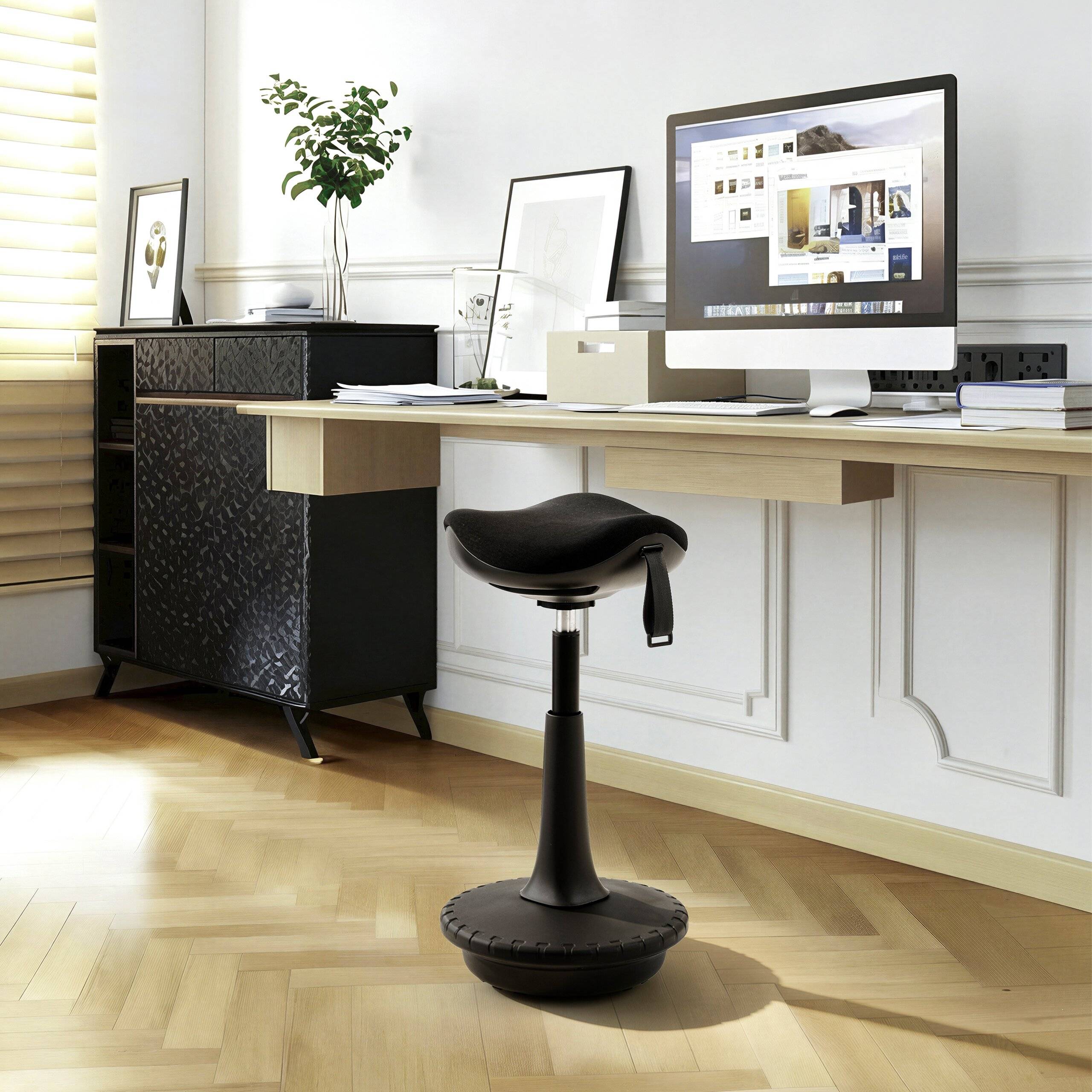 Stehhocker Stehhilfe Balance Sit Ergo Stoff schwarz hjh OFFICE-3