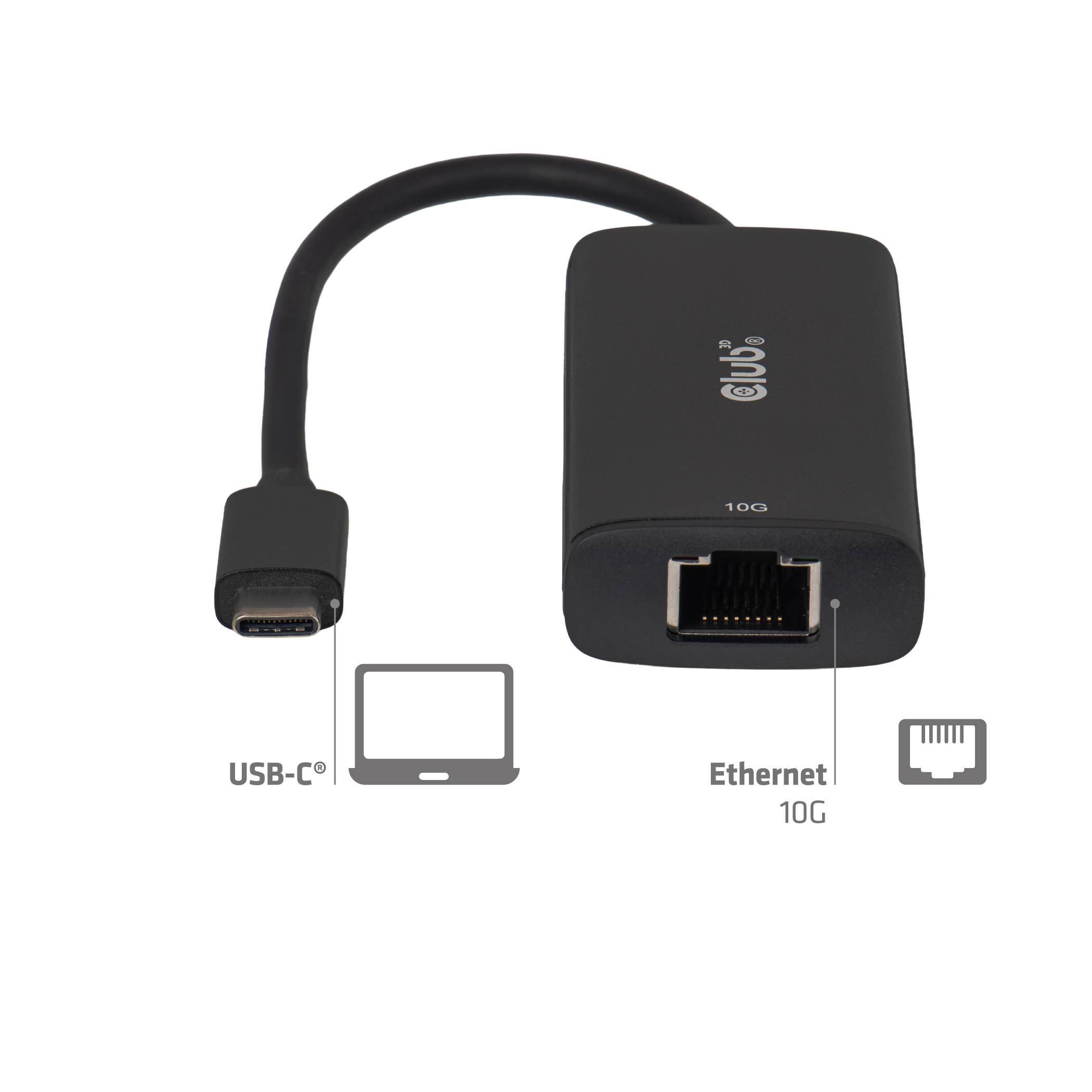 Club3D Adapter USB-C > RJ45 10Gbps St/Bu retail / Konverter USB-0