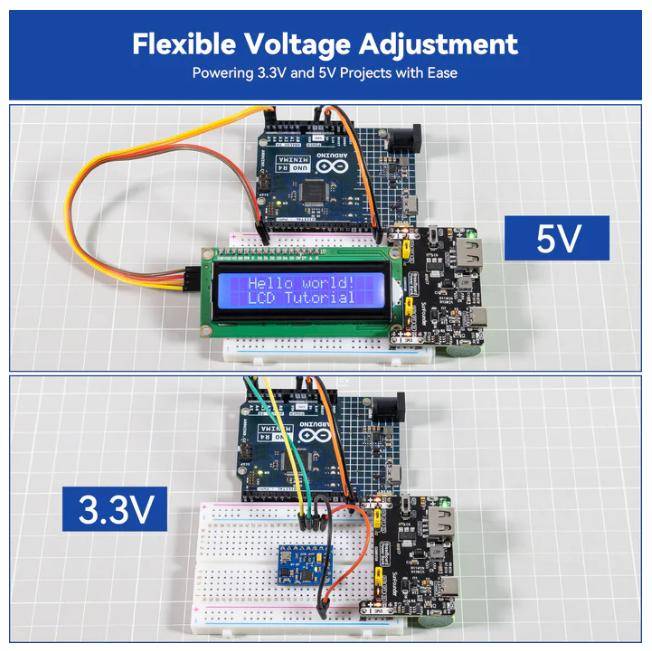 SunFounder BreadVolt Breadboard Akku Stromversorgung, 5V/1,5A oder 3,3V/1A, USB-C-2