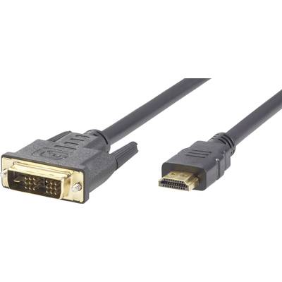  DVI / HDMI Anschlusskabel HDMI-A Stecker, DVI-D 18+1pol. Stecker 1.80 m Schwarz 971358 vergoldete Steckkontakte USB-Kab