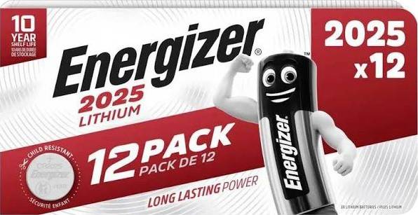 Energizer Batterie Lithium, Knopfzelle, CR2025, 3V Electronics, Retail Blister (12-Pack)-0