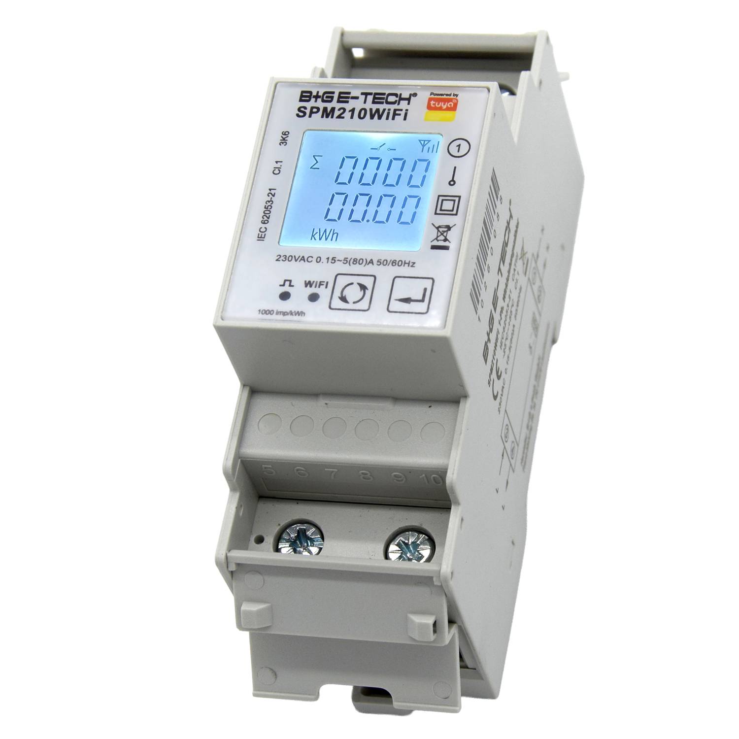 B+G E-Tech SPM210WiFi - Wechselstromzähler für DIN Hutschiene 80A digital WiFi Tuya Android iOS Remote-2