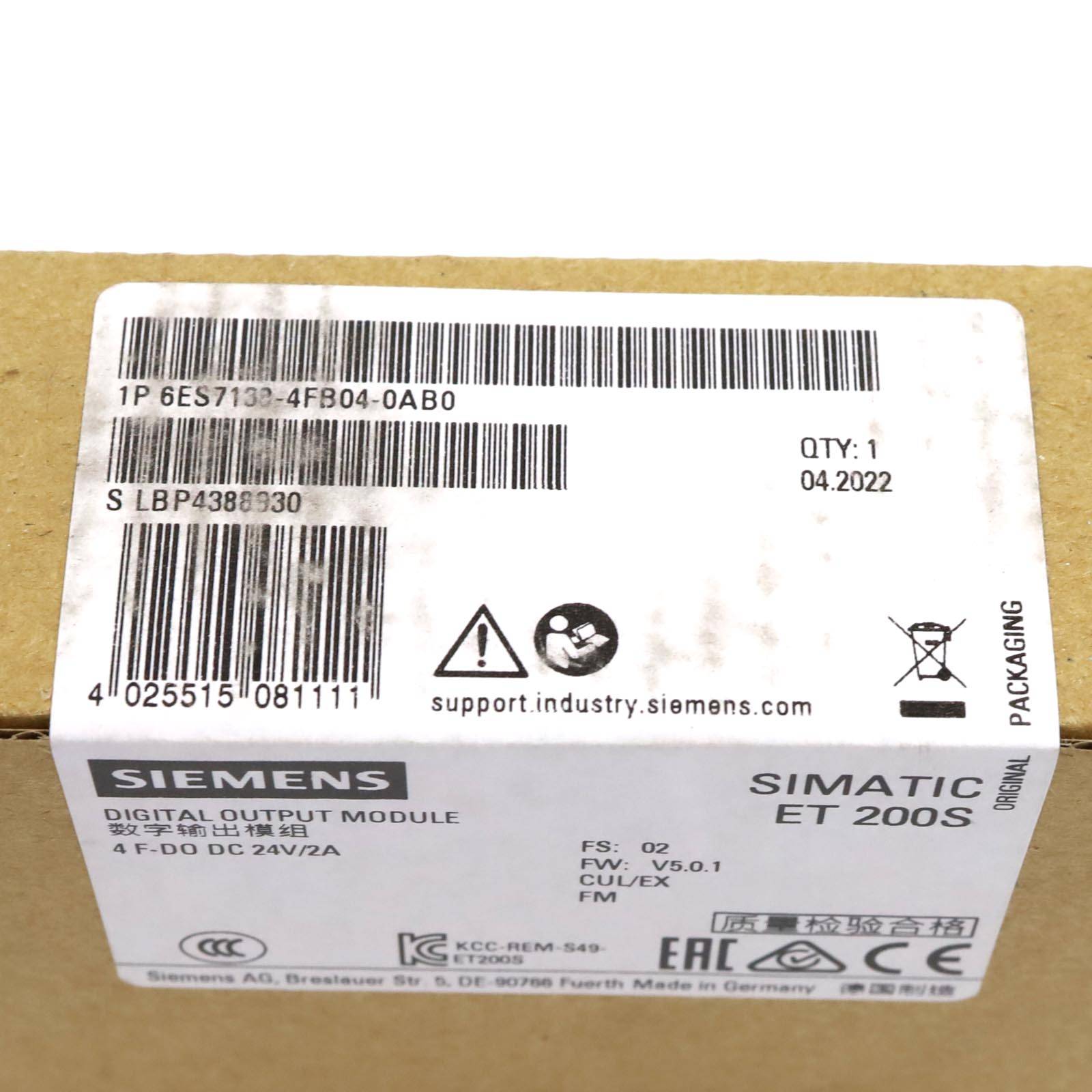 Siemens Indus.Sector Simatic DP 4 F-DO 6ES7138-4FB04-0AB0-2