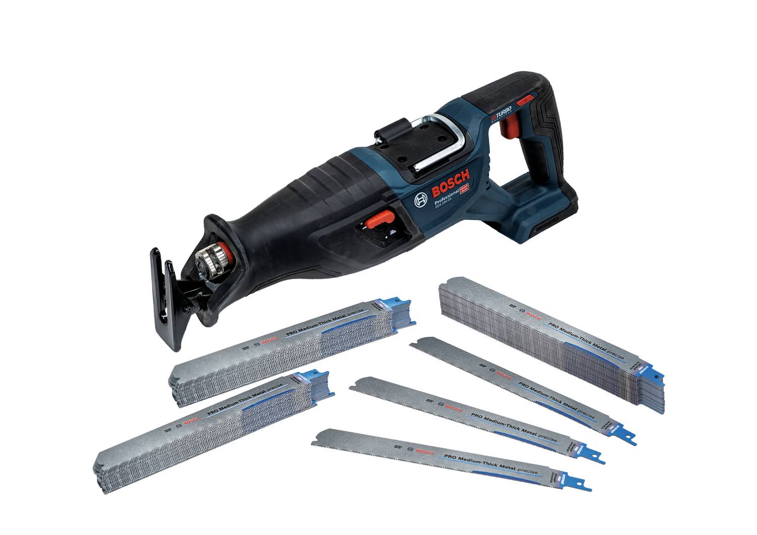 BOSCH GSA 18V-28 Solo + 75 PRO Medium-Thick Metal Sägeblätter, Karton-0