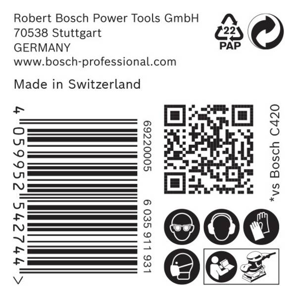 BOSCH 2608900936, Expert C470 Schleifpapier 8 Löcher 93x186mm G60 50-tlg.