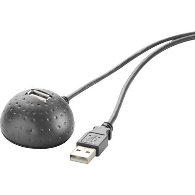 USB 2.0 Verlängerungskabel "Ball" [1x USB 2.0 Stecker A - 1x USB 2.0 Buchse A] 1.50 m Schwarz  Renkforce