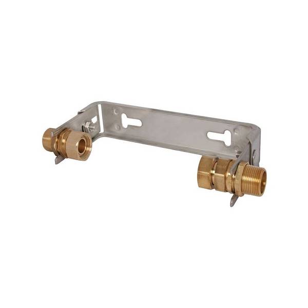 Schlösser Wasserzähler-Einbaubügel waagerecht mit Verschraubung, verstellbar, Q3 10m3/h, 1" x 1", Edelstahl
