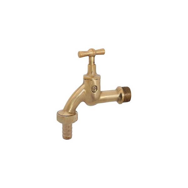 Schlösser Auslaufventil mit Schlauchverschraubung und Knebel-Oberteil, 1/2", Messing poliert