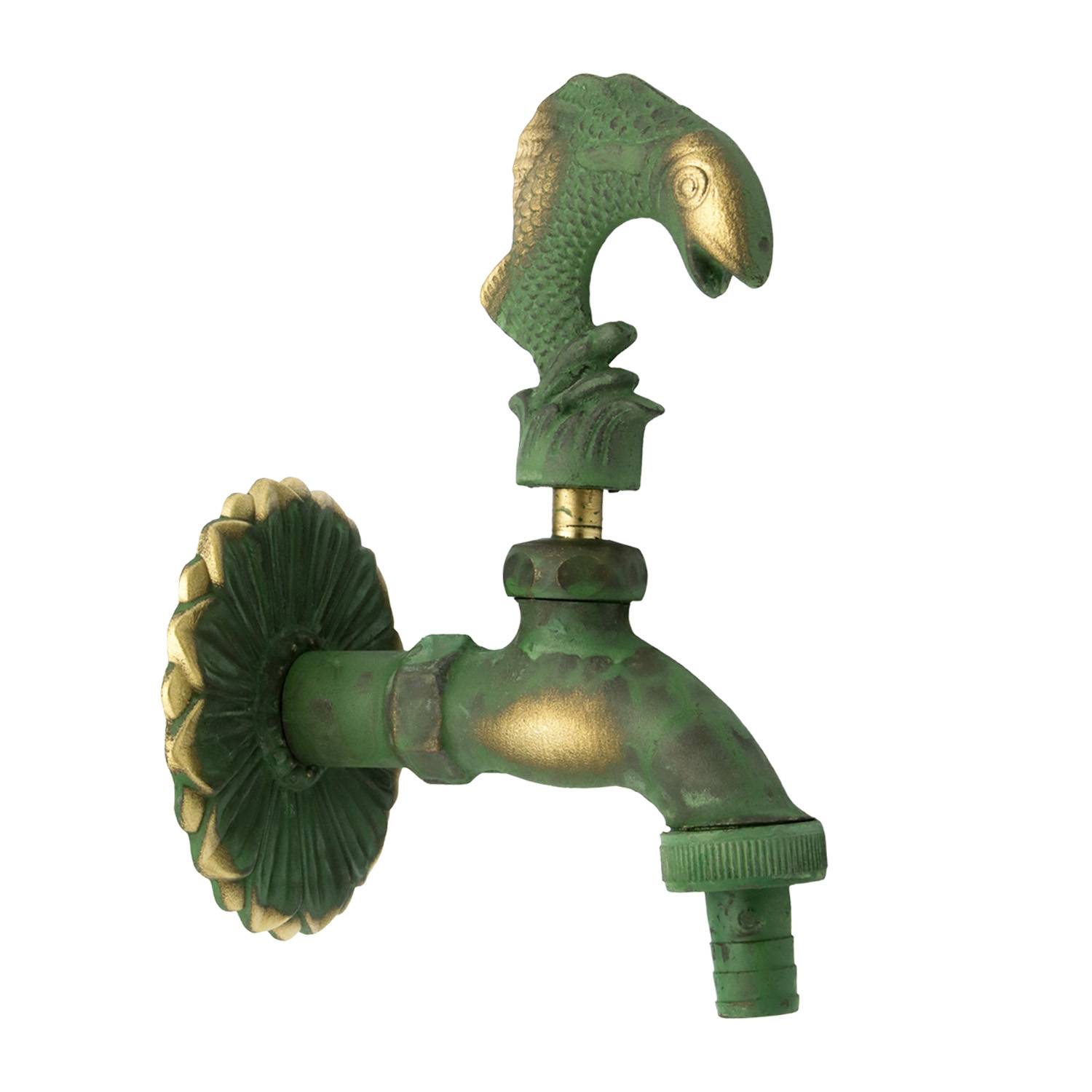 Auslaufhahn Nostalgie 1/2" AG Messing Fisch mit Schlauchtülle-0
