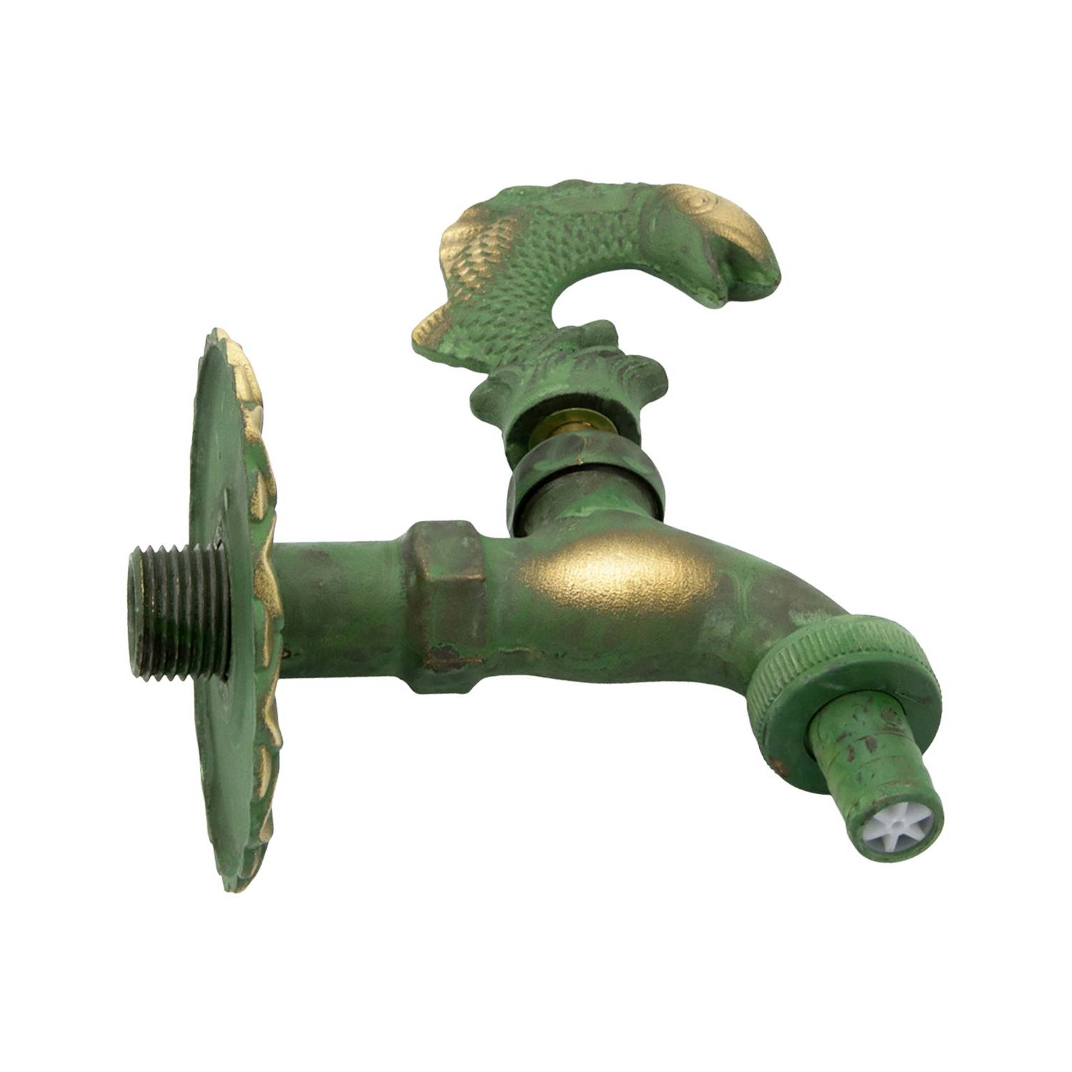 Auslaufhahn Nostalgie 1/2" AG Messing Fisch mit Schlauchtülle-2