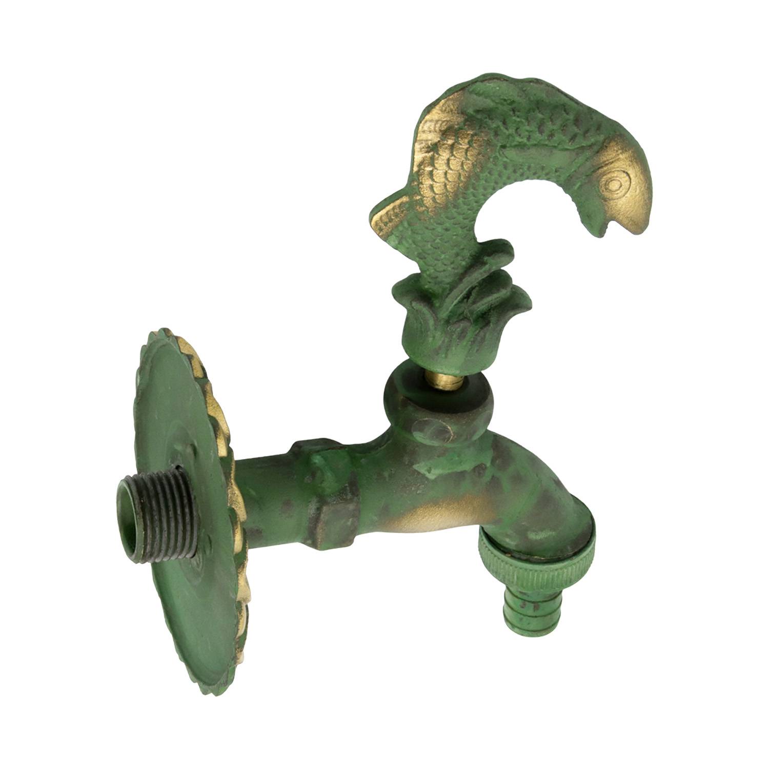 Auslaufhahn Nostalgie 1/2" AG Messing Fisch mit Schlauchtülle-3