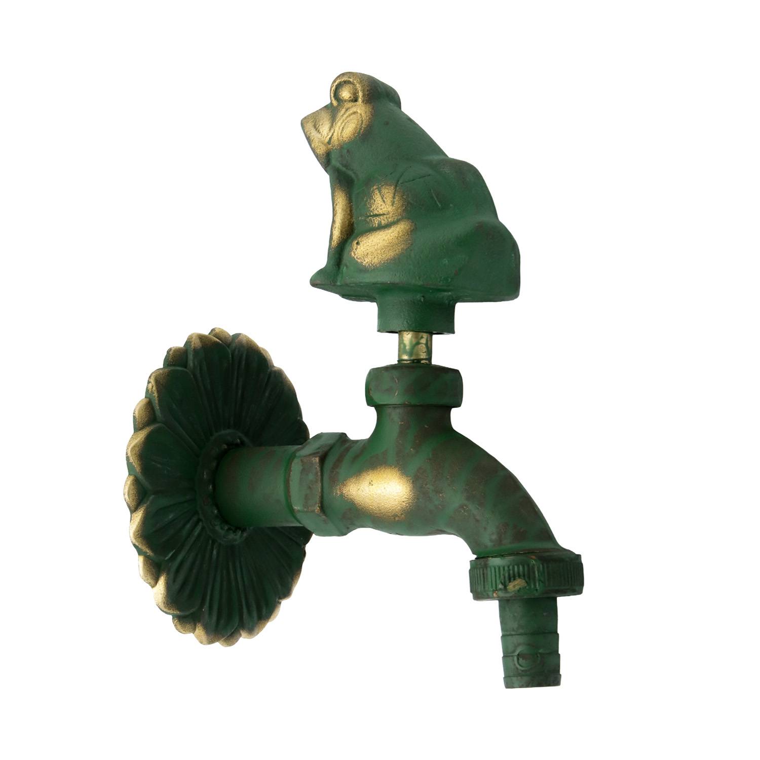 Auslaufhahn Nostalgie 1/2" AG Messing Frosch mit Schlauchtülle-0