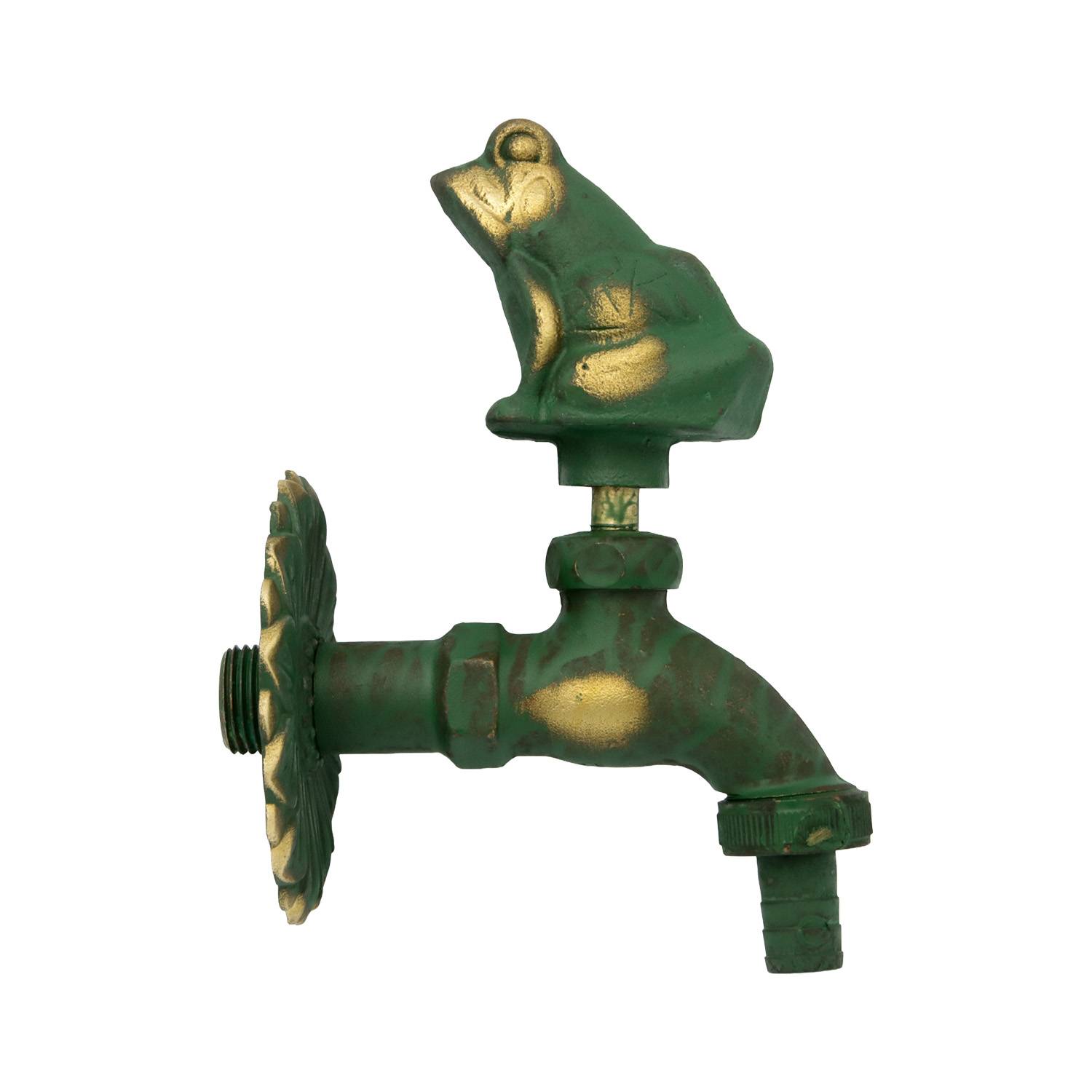 Auslaufhahn Nostalgie 1/2" AG Messing Frosch mit Schlauchtülle-1
