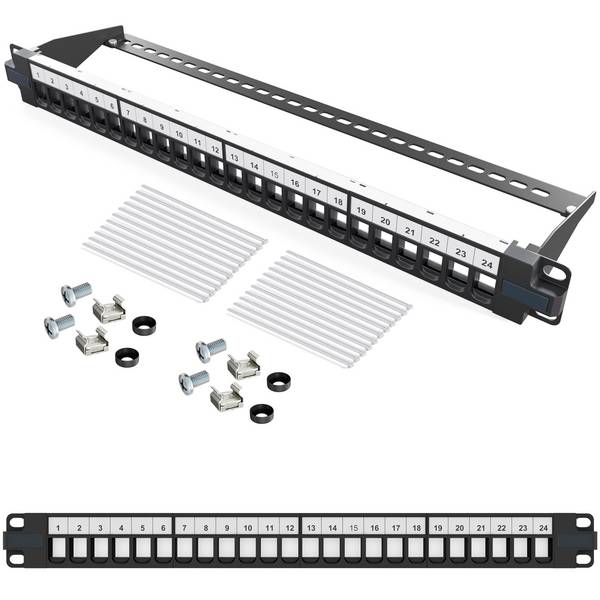 hb-digital Patchpanel 19 zoll / Patchfeld 24-Port für Keystone Module schwarz