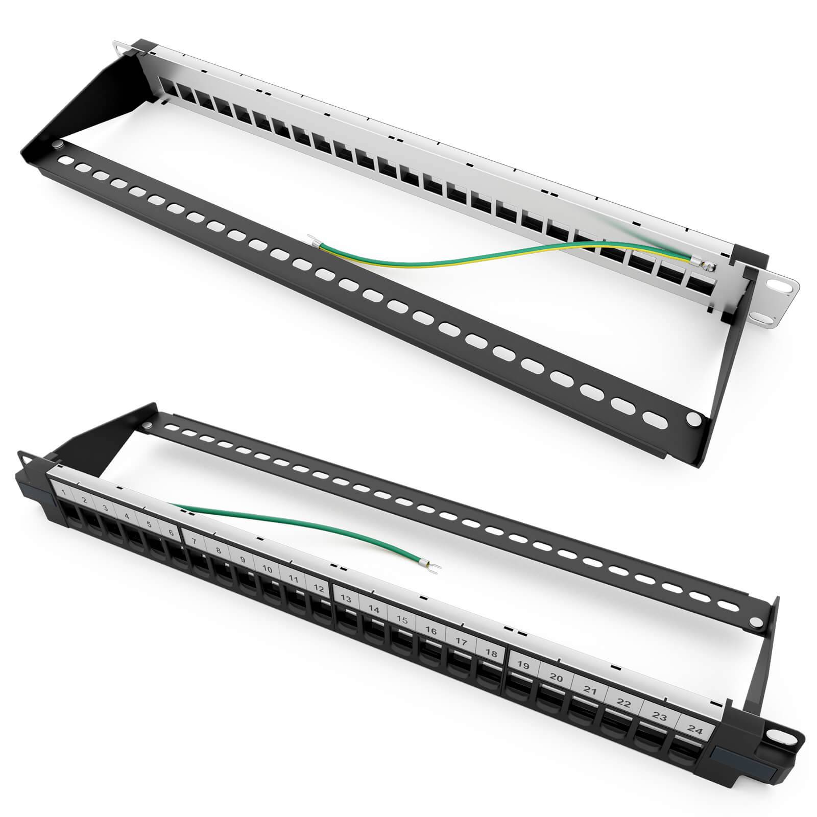 hb-digital Patchpanel 19 zoll / Patchfeld 24-Port für Keystone Module schwarz-4