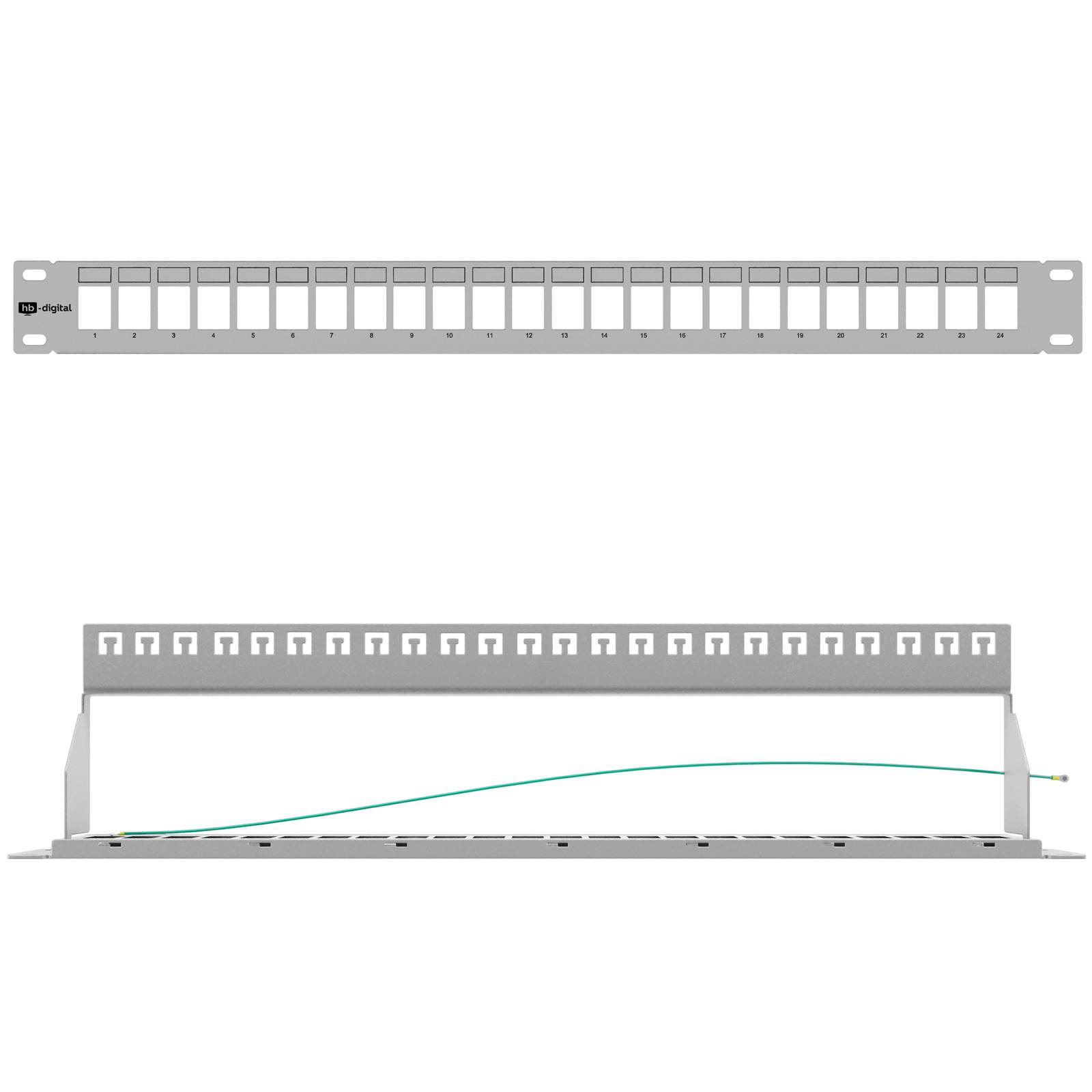 hb-digital Patchpanel 19 zoll / Patchfeld 24-Port für Keystone Module grau-4
