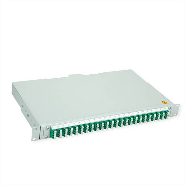TELEGÄRTNER BASIS V LWL-Panel mit Kupplungen & Pigtails, 24x LC Quad, grün, OS2 APC