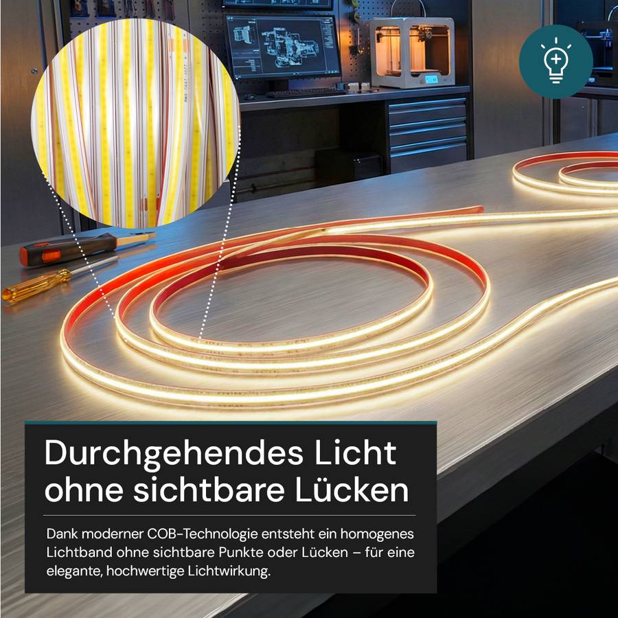 LUXULA COB LED Streifen 10W/m 5000K Neutralweiß Lichtschlauch 25m IP65 Wassergeschützt 220V Kürzbar Erweiterbar Weiß-3
