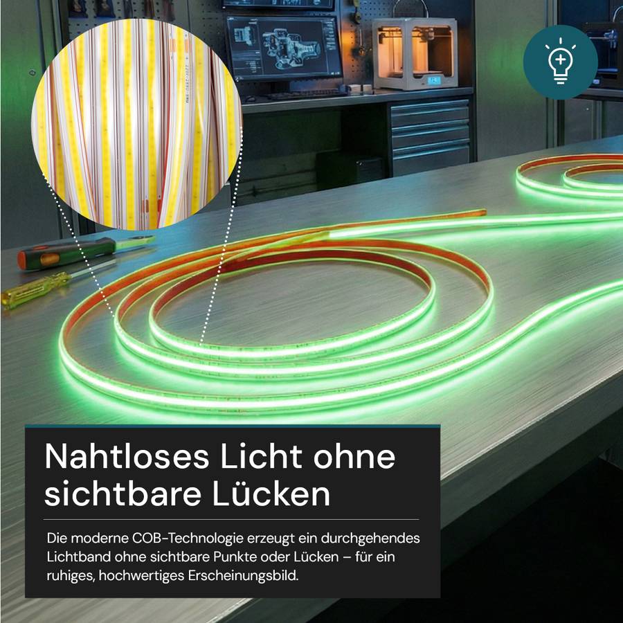LUXULA COB LED Streifen 10W/m Grün Lichtschlauch 50m IP65 Wassergeschützt 220V Kürzbar Erweiterbar Farbig Dekoration-3