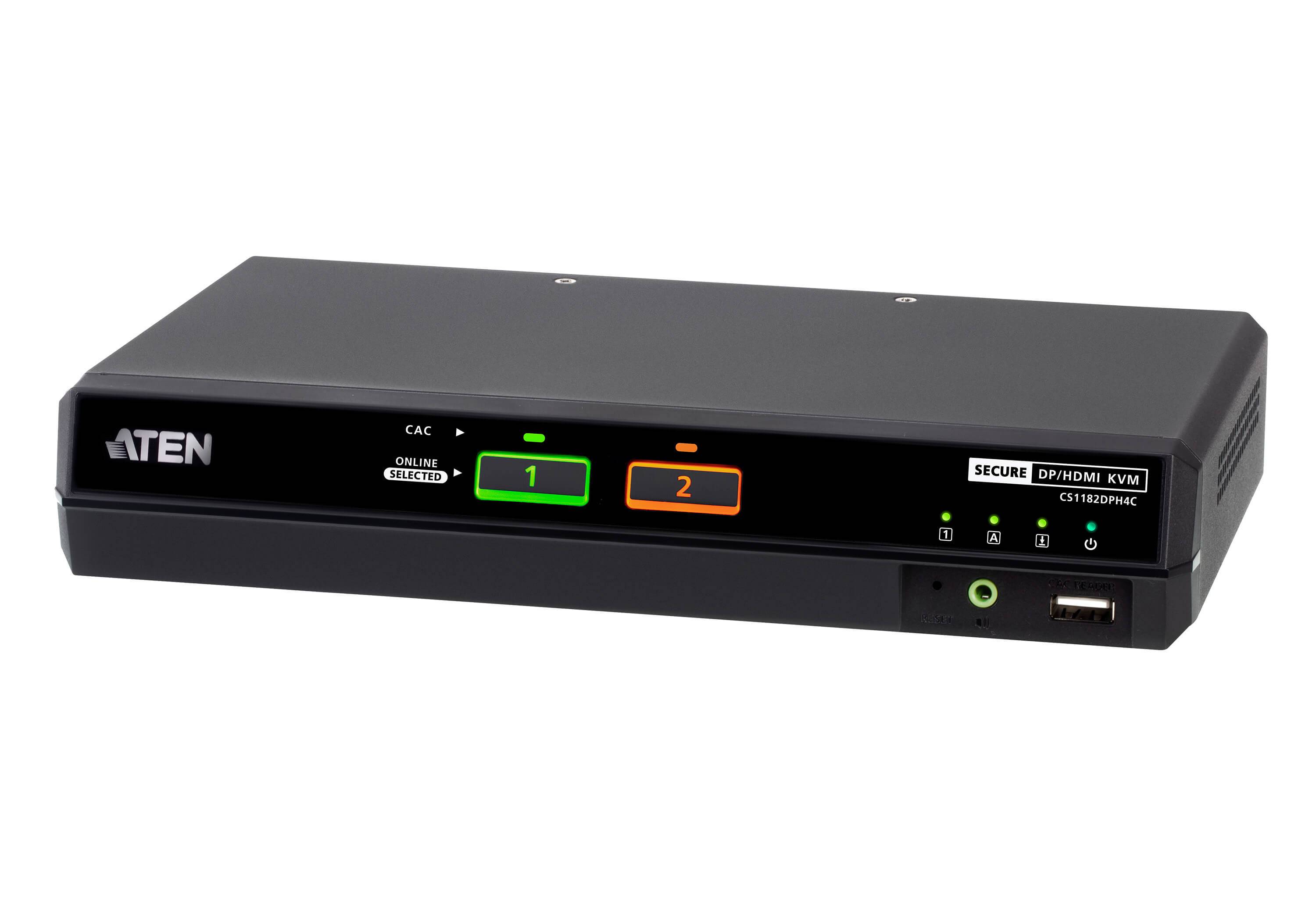 ATEN CS1182DPH4C 2-Port USB 5K DP/HDMI, Single Display Universal Secure KVM Switch mit CAC-0