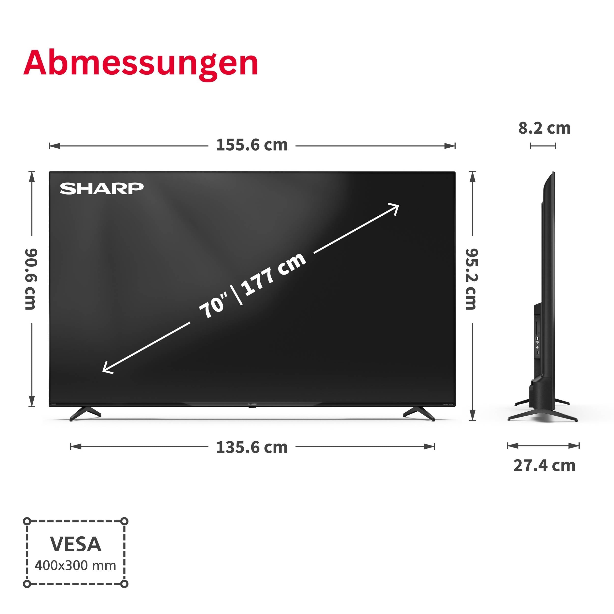 Sharp 70HP5765E QLED Fernseher 70 Zoll Google TV 4K UHD Smart TV HDR Dolby Vision Dolby Atmos (2026)-2