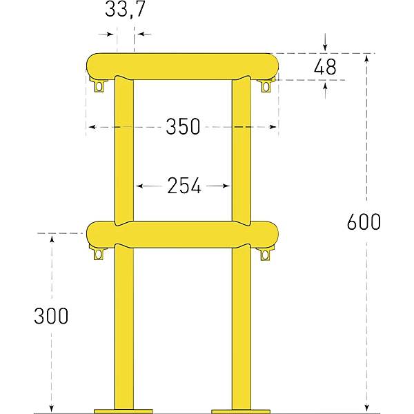 Rohrschutz HxBxT 600 x 350 x 350 mm gelb. Moravia Wiesbaden| Gesellschaft F.Verkehrszeichen | und Signalglaeser-2