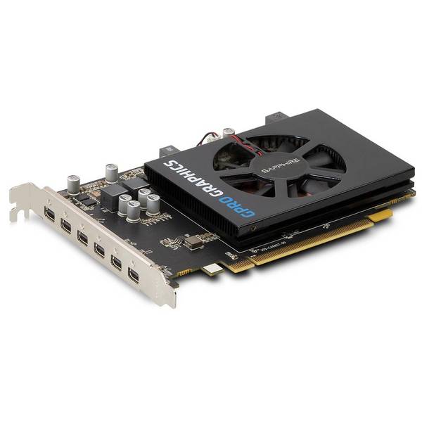 Sapphire GPRO 6200 Grafikkarte (P/N: 299-3E262-002PG, 4GB GDDR5, PCIe 3.0 x16, 1-Slot, 6x mini DP)