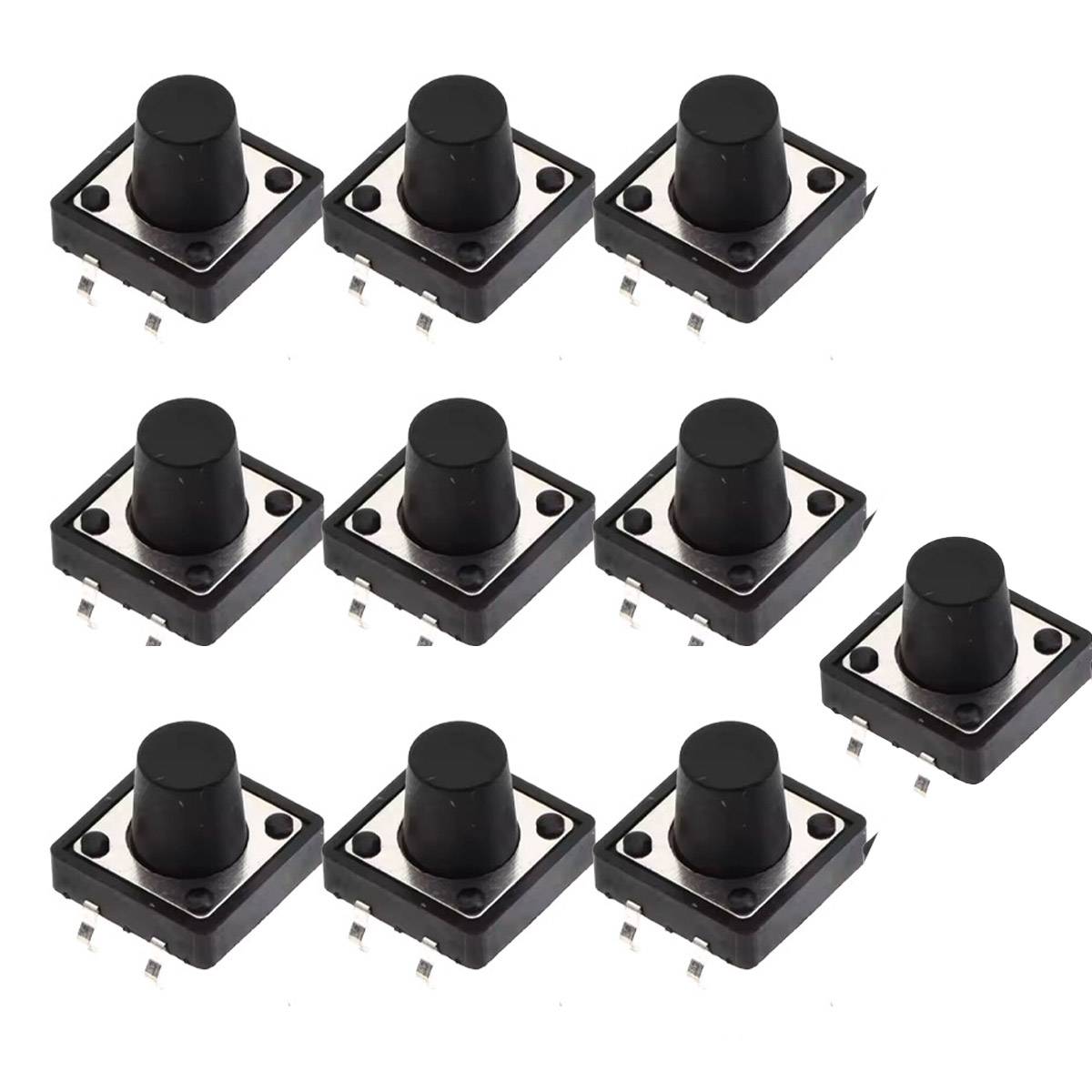 10x Taster 12x12x10mm Druckknopf Microtaster THT 4-Pin für Arduino und Breadboard-0