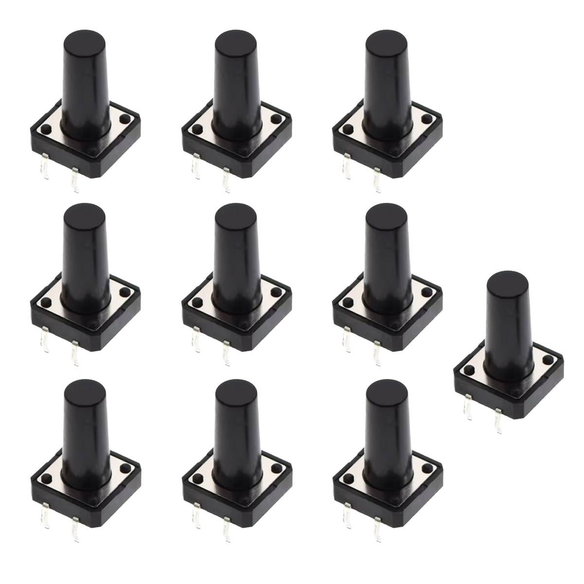 10x Taster 12x12x18mm THT – Druckknopf-Microtaster für Breadboard und Platinen-0
