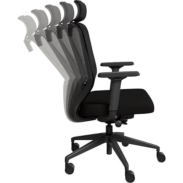 Bürostuhl Grevia mit Netzrückenlehne schwarz mit Kopfstütze. TAKKT Industrial & Packaging GmbH 86673049-3