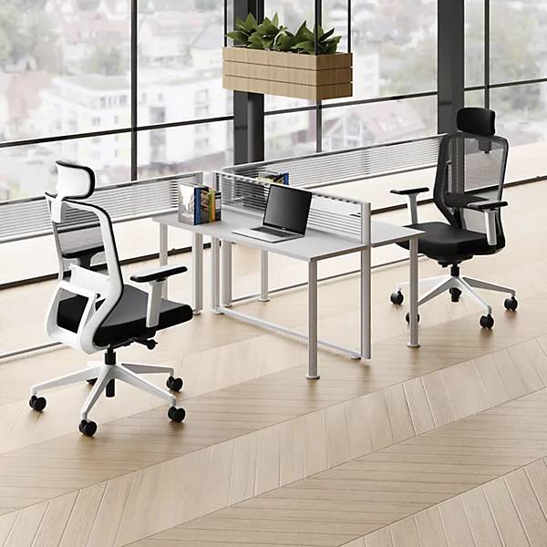 Bürostuhl Grevia mit Netzrückenlehne schwarz mit Kopfstütze. TAKKT Industrial & Packaging GmbH 86673049-4