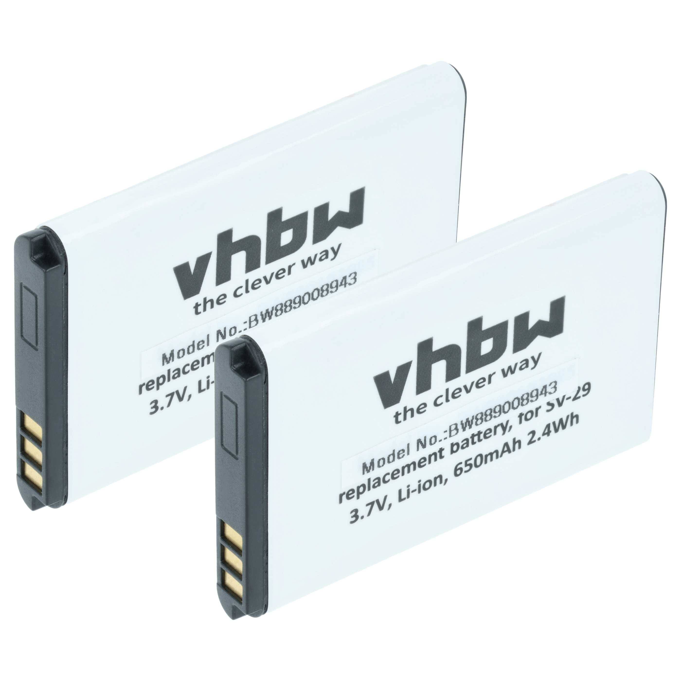 vhbw 2x Akku kompatibel mit AVM Fritz!Fon X6 | Fritz!Fon C6 DECT, Fritz!Fon C6 Handy Smartphone Telefon (650 mAh, 3,7 V-0