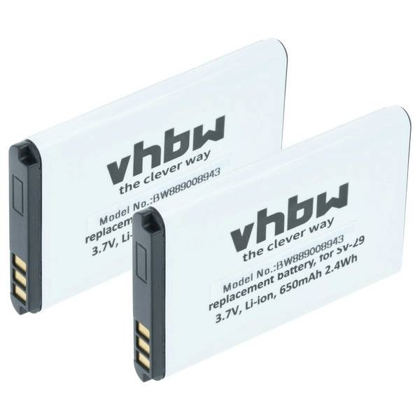 vhbw 2x Akku kompatibel mit AVM Fritz!Fon X6 | Fritz!Fon C6 DECT, Fritz!Fon C6 Handy Smartphone Telefon (650 mAh, 3,7 V