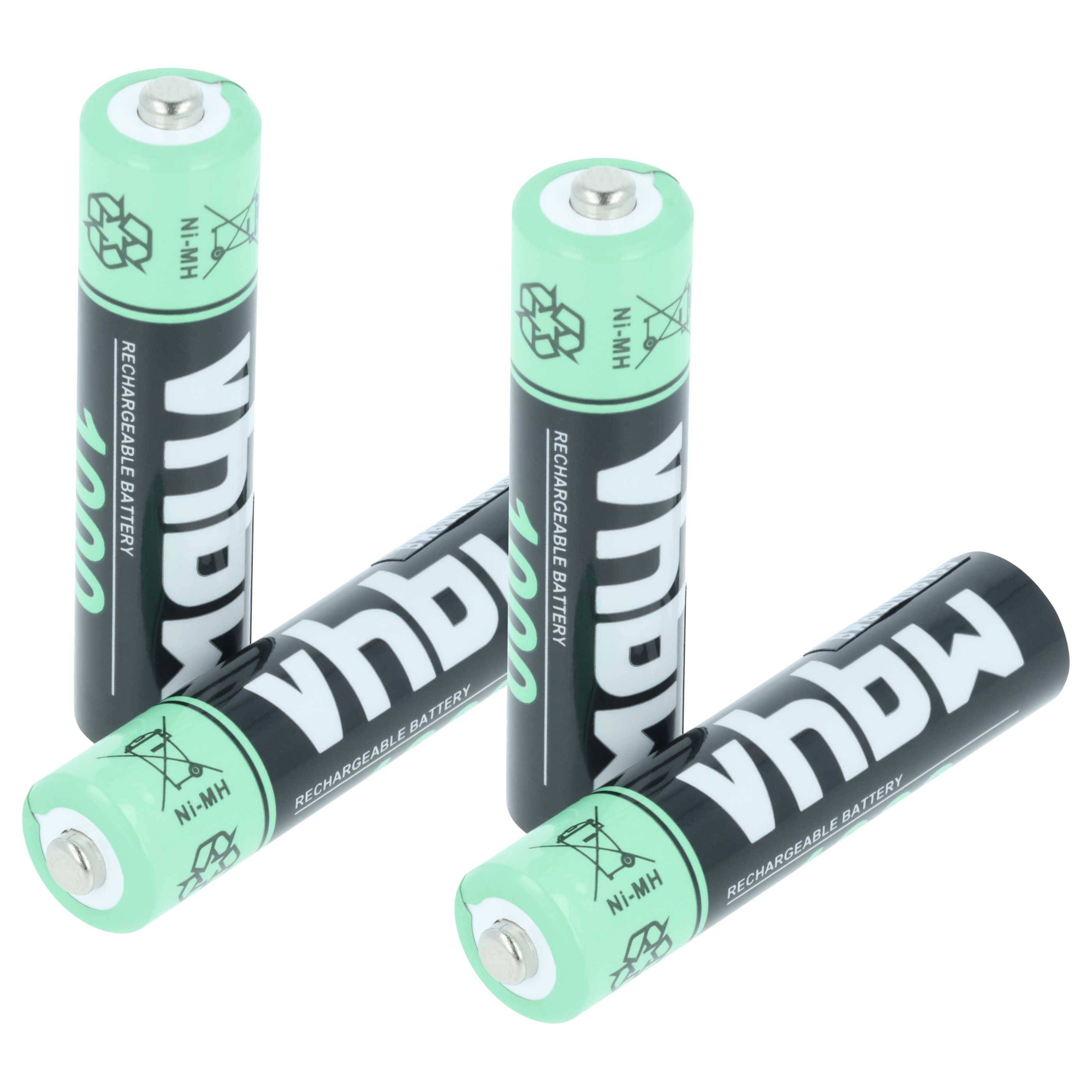 vhbw Akkus AAA 4 Stück kompatibel mit Medion Life P62004, MD84832, MD84902, MD84830 | Akkuzellen, 1000 mAh, 1,2 V, NiMH-0