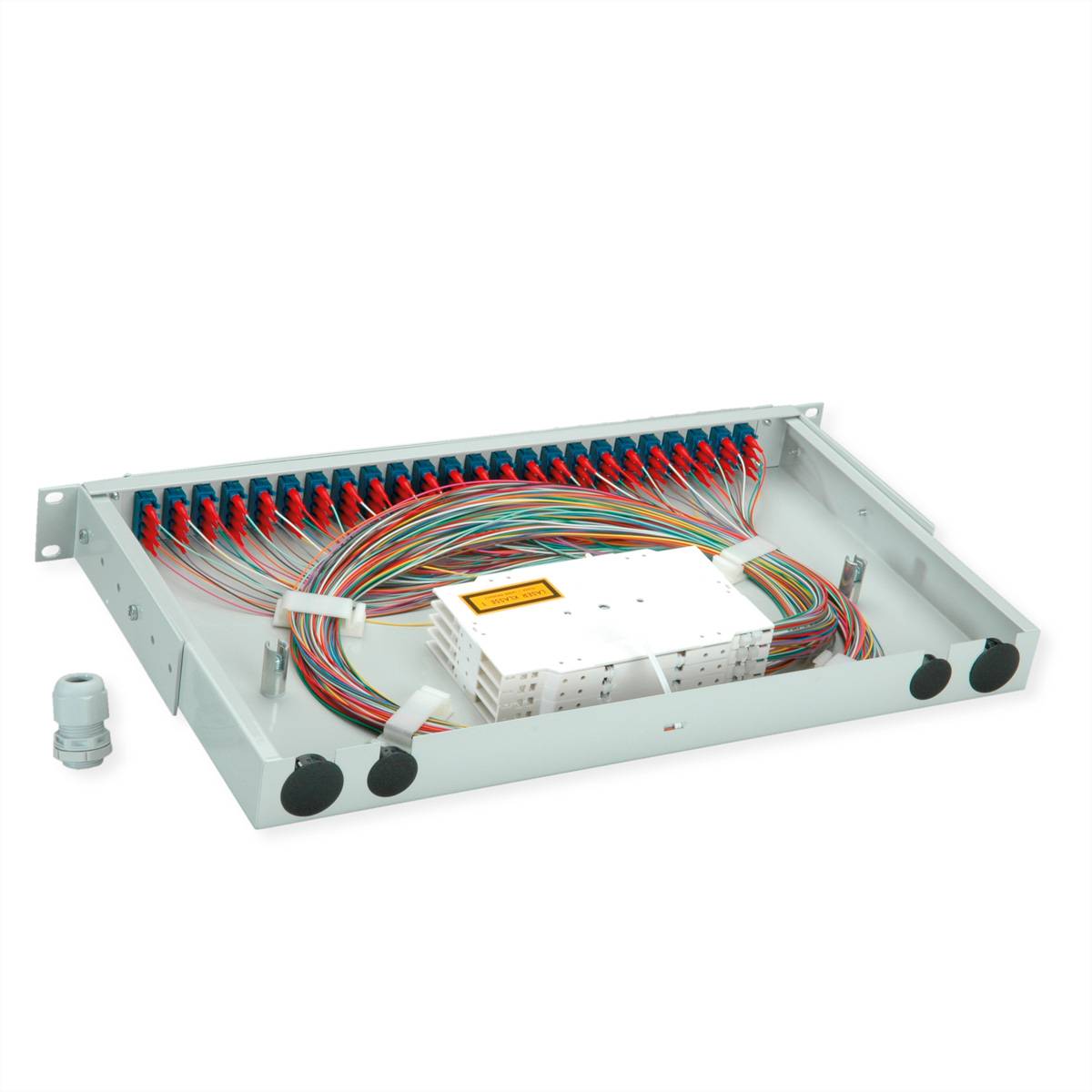 TELEGÄRTNER BASIS V LWL-Panel mit Kupplungen & Pigtails, 24x LC Quad, grün, OS2 PC-2