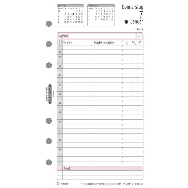 Chronoplan Tagesplan Midi 96x172mm 1Tag/Seite 2027-1