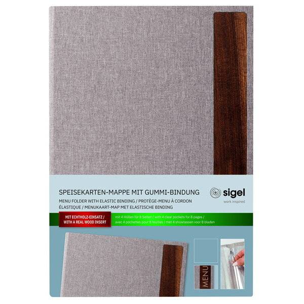 sigel Speisekarten-Mappe mit Siebdruck, DIN A4, hellgrau-0