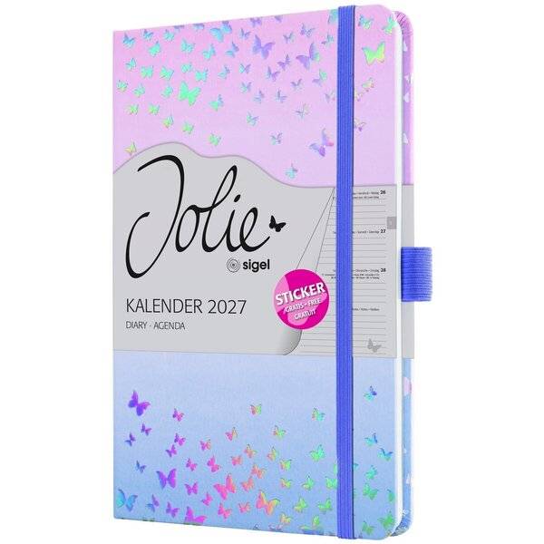 Wochenkalender Jolie 2027 Hardcover ca. A5 Butterfly Confetti Candy 174 Seiten-0