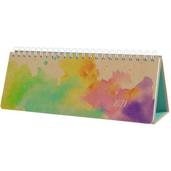 Tischkalender Jolie 2027 Hardcover 1/2 A4 quer Rainbow Flow 126 Seiten