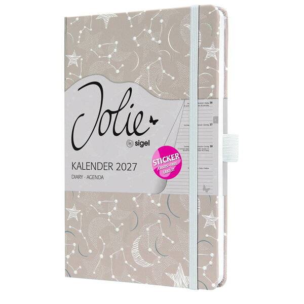 Wochenkalender Jolie 2027 Hardcover ca. A5 Cosmic Fantasy Beige 174 Seiten