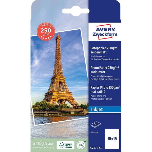 Papier Inkjet Foto 10x15cm 250g seidenmatt 50 Blatt
